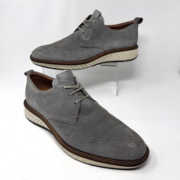 Ecco Other - ECCO Hybrid Dress Sneaker Shoes Mens 11 Gray Leather Lace Up DriTan Derby